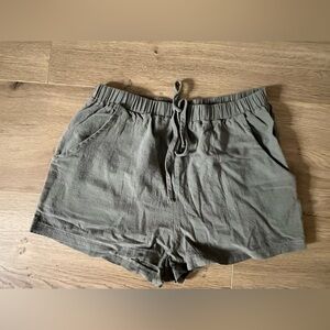 SHEIN Linen Olive Green Summer Shorts Size M